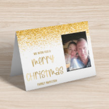 Gold Glitzer Foto Horizontal Weihnachten geklappt