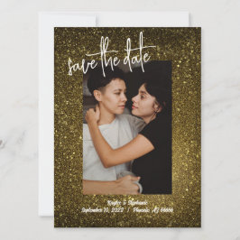 Gold Glitzer Foto Speichern Sie die Daten - Bling Save The Date