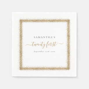 Gold Glitzer Frame Name Datum 21. Party Serviette