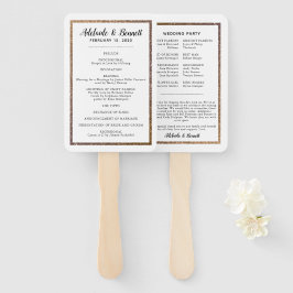 Gold Glitzer Frame Wedding Program Fan Fächer