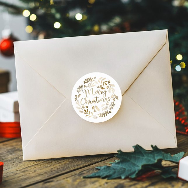 Gold Glitzer Frohe Weihnachten Runder Aufkleber (Von Creator hochgeladen)