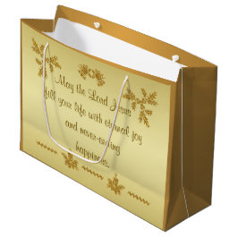 Gold Glitzer Frohe Weihnachten, Weihnachtsmann auf Große Geschenktüte