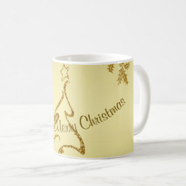 Gold Glitzer Frohe Weihnachten, Weihnachtsmann auf Kaffeetasse