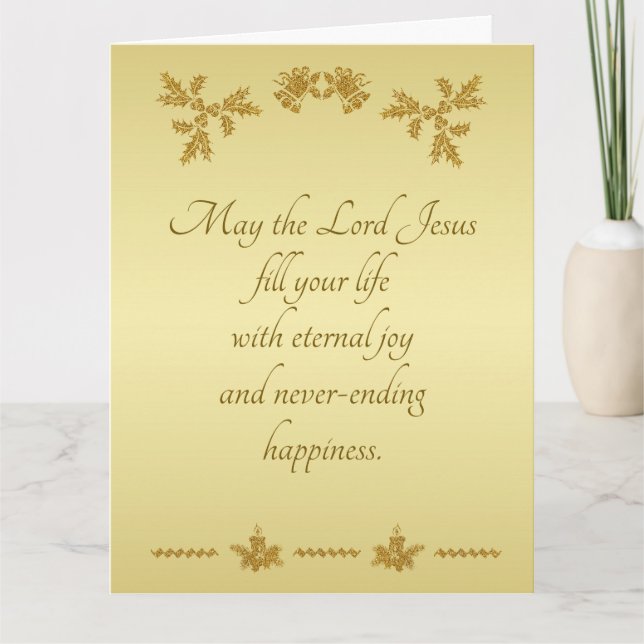 Gold Glitzer Frohe Weihnachten, Weihnachtsmann auf Karte (Vorderseite)