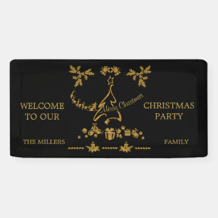 Gold Glitzer Frohe Weihnachten, Weihnachtsmann Banner