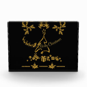 Gold Glitzer Frohe Weihnachten, Weihnachtsmann Fotoblock