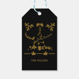 Gold Glitzer Frohe Weihnachten, Weihnachtsmann Geschenkanhänger