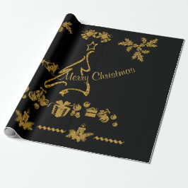 Gold Glitzer Frohe Weihnachten, Weihnachtsmann Geschenkpapier