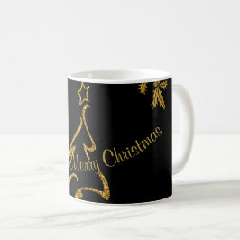 Gold Glitzer Frohe Weihnachten, Weihnachtsmann Kaffeetasse
