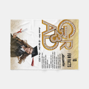 Gold Glitzer Fun Fakten Foto 2023 Grad Abschluss Fleecedecke