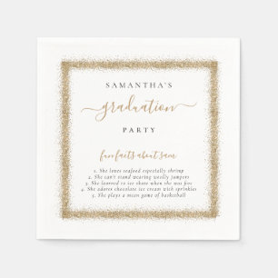 Gold Glitzer Fun Fakten Name Graduation Party Serviette