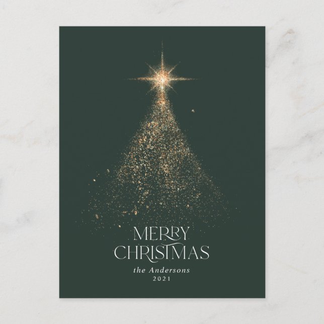 Gold Glitzer funkeln grün Weihnachtsfeiertag Feiertagspostkarte (Vorderseite)