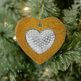 Gold Glitzer funkelnd Herz Keramik Ornament