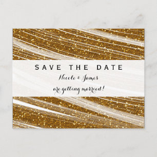 Gold Glitzer Funken Weiß Save The Date Postkarte