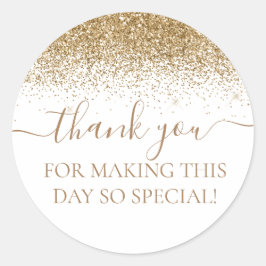 Gold Glitzer Gastgeschenk Vielen Dank Runder Aufkleber
