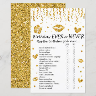 Gold Glitzer Geburtstag Ewiges oder Niemals Spiel
