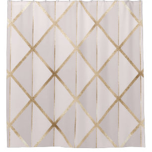 Gold Glitzer, geometrisches Rhombus Muster. Duschvorhang