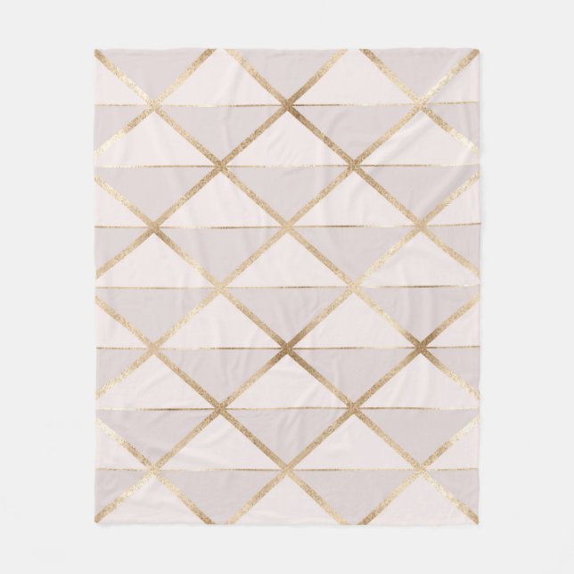 Gold Glitzer, geometrisches Rhombus Muster. Fleecedecke (Vorderseite)