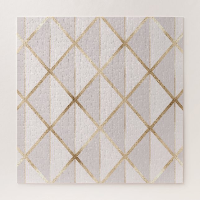 Gold Glitzer, geometrisches Rhombus Muster. Puzzle (Vertikal)