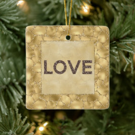 Gold Glitzer Giraffe Print Liebe Keramikornament
