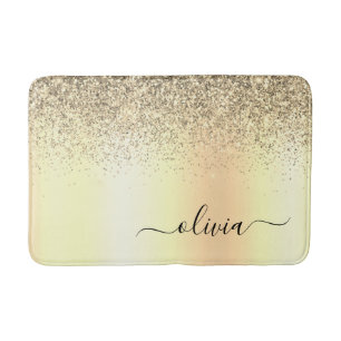 Gold Glitzer Girly Luxus Moderne Monogram Name Badematte