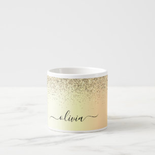 Gold Glitzer Girly Luxus Moderne Monogram Name Espressotasse