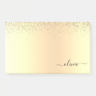 Gold Glitzer Girly Luxus Moderne Monogram Name Post-it Klebezettel