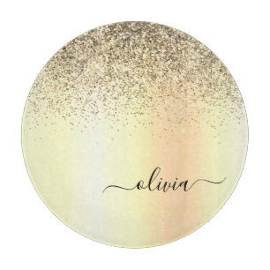 Gold Glitzer Girly Luxus Moderne Monogram Name Schneidebrett