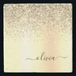 Gold Glitzer Girly Luxus Moderne Monogram Name Steinuntersetzer<br><div class="desc">Gold-Imitate belichten metallischen Sparkle-Glitzer gebürstetes Metal Monogramm Name Stone Tile. Das macht den perfekten Abschluss,  süßen 16 Geburtstag,  Hochzeit,  Brautparty,  Jubiläum,  Babydusche oder Junggeselinnen-Abschied Geschenk für jemanden,  die Lieben glamourösen Luxus und schicke Stile.</div>
