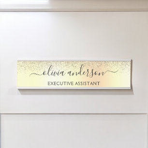 Gold Glitzer Girly Luxus Moderne Monogram Name Türschild