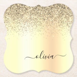 Gold Glitzer Girly Luxus Moderne Monogram Name Untersetzer