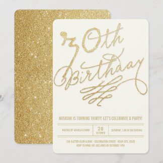 Gold Glitzer Glam Adult 30. Geburtstag Party Einla Einladung