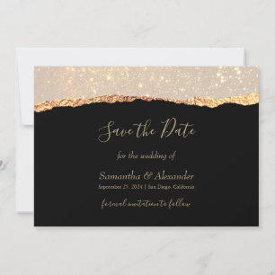 Gold Glitzer Glam Black Rette die Tageskarte Einladung