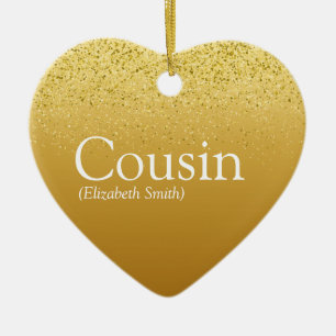 Gold Glitzer Glam Favorit Best Cousin Definition Keramik Ornament