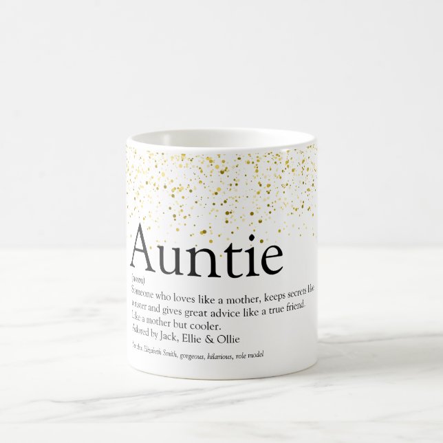 Gold Glitzer Glam Fun Beste Tante Tante Definition Kaffeetasse (Mittel)