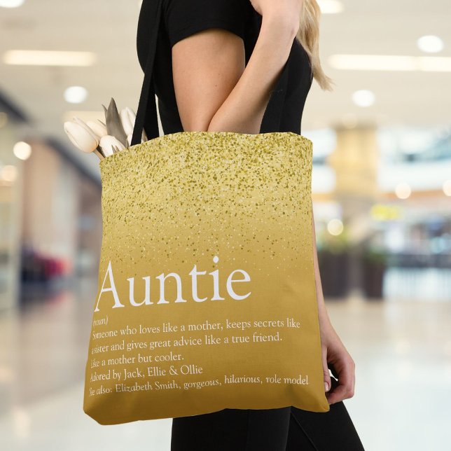 Gold Glitzer Glam Fun Cool Tante Tante Tante Defin (Gold Glitter Glam Fun Cool Aunt Auntie Definition Tote Bag)
