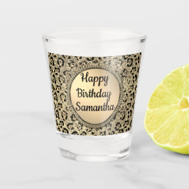 Gold Glitzer Glam Leopard Print Personalisiert Schnapsglas