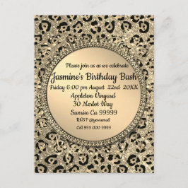 Gold Glitzer Glam Leopard Print Postkarte