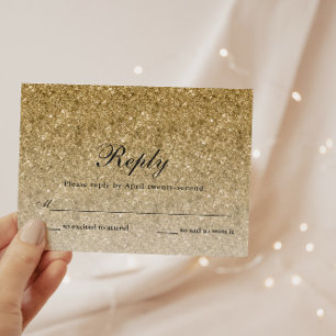 Gold Glitzer Glam Personalisierte Antwortkarte RSVP Karte