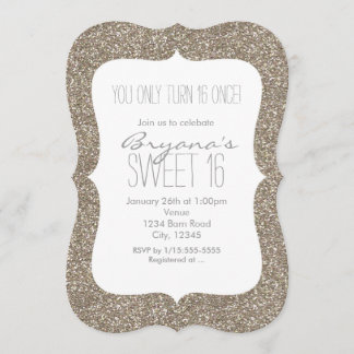 Gold Glitzer Glam Sweet 16 Geburtstagseinladungen Einladung