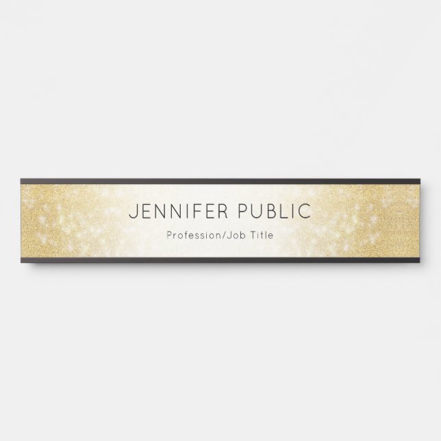 Gold Glitzer Glamour Template Elegant Modernes Türschild (Vorderseite )