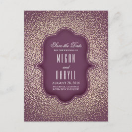 Gold Glitzer Glamour Vintag Plum Save the Date Ankündigungspostkarte