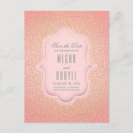 Gold Glitzer Glamour Vintag Rosa Save the Date Ankündigungspostkarte