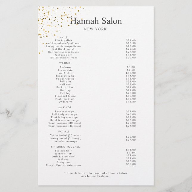 Gold Glitzer Glitzer Beauty Salon Flyer (Vorne)