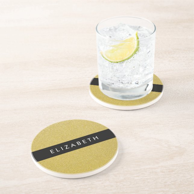 Gold Glitzer, Glitzer Hintergrund, Ihr Name Getränkeuntersetzer (Seite)