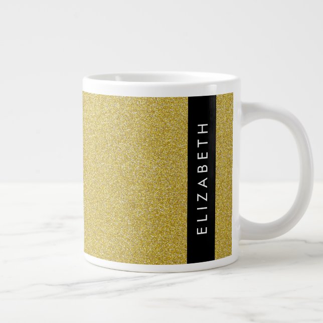 Gold Glitzer, Glitzer Hintergrund, Ihr Name Jumbo-Tasse (Rechts)