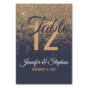 Gold Glitzer Glitzern Navy Blue Tischnummern