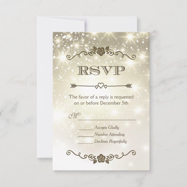 Gold Glitzer Glitzern Wedding RSVP (Vorderseite)