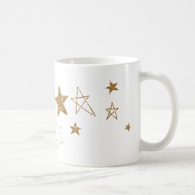 Gold Glitzer Glitzy Stars Tasse (Rechts)