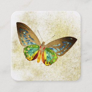 *~* Gold Glitzer Gold Gilde Butterfly White Quadratische Visitenkarte
